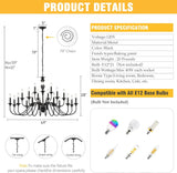 Black Chandelier 21 Light, Large Farmhouse Chandeliers for Dining Room Light Fixtures Over Table, 3 Tier Industrial Candle Hanging Lighting Fixture for Living Room Foyer Staircase Restaurant Villa A109-B0DLKR1C9X