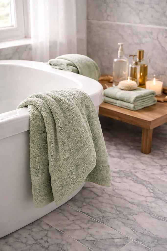 Egyptian Giza Cotton Towel Set, Pistachio, Double Set | 100% Egyptian Giza Cotton, 600 GSM Double Twisted Yarns