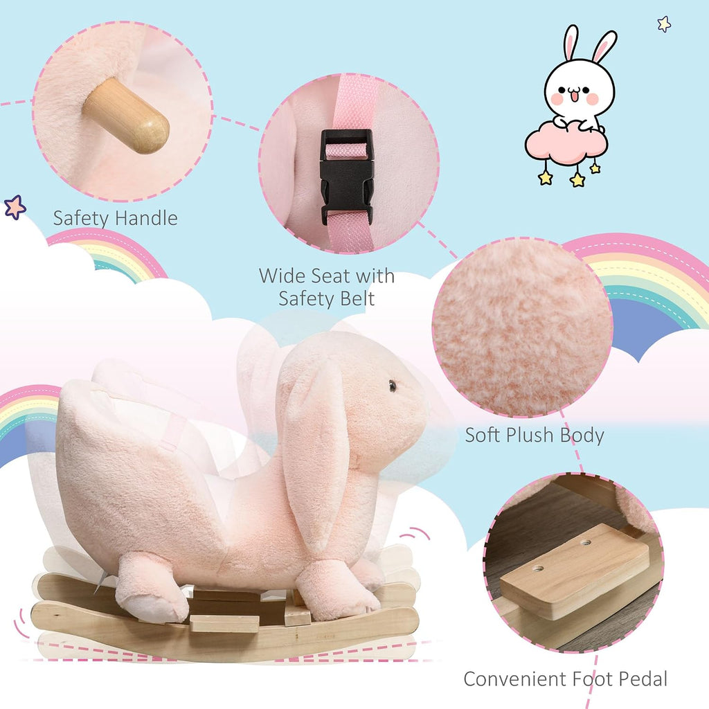 Baby Rocking Horse with Simulated Sound for Toddler 18-36 Months Pink