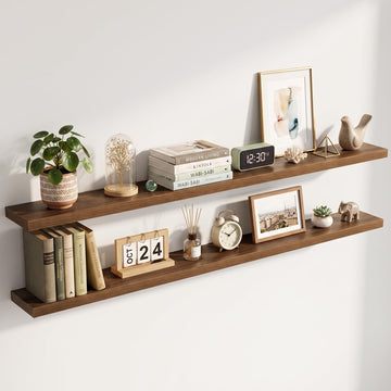 72 Inch Floating Shelves for Wall 2 Pack, Wood Wall Bathroom Shelves