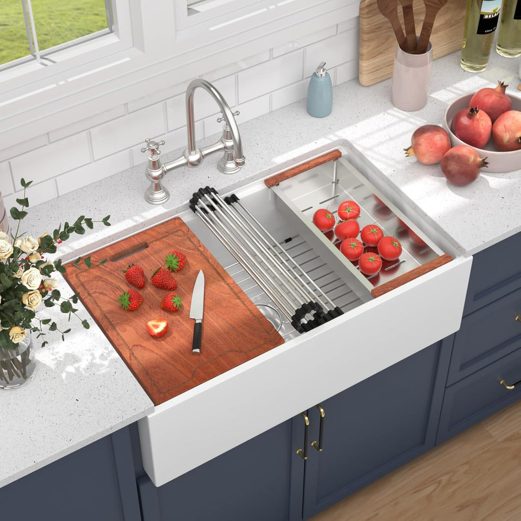 33 Inch Farmhouse Sink White Workstation