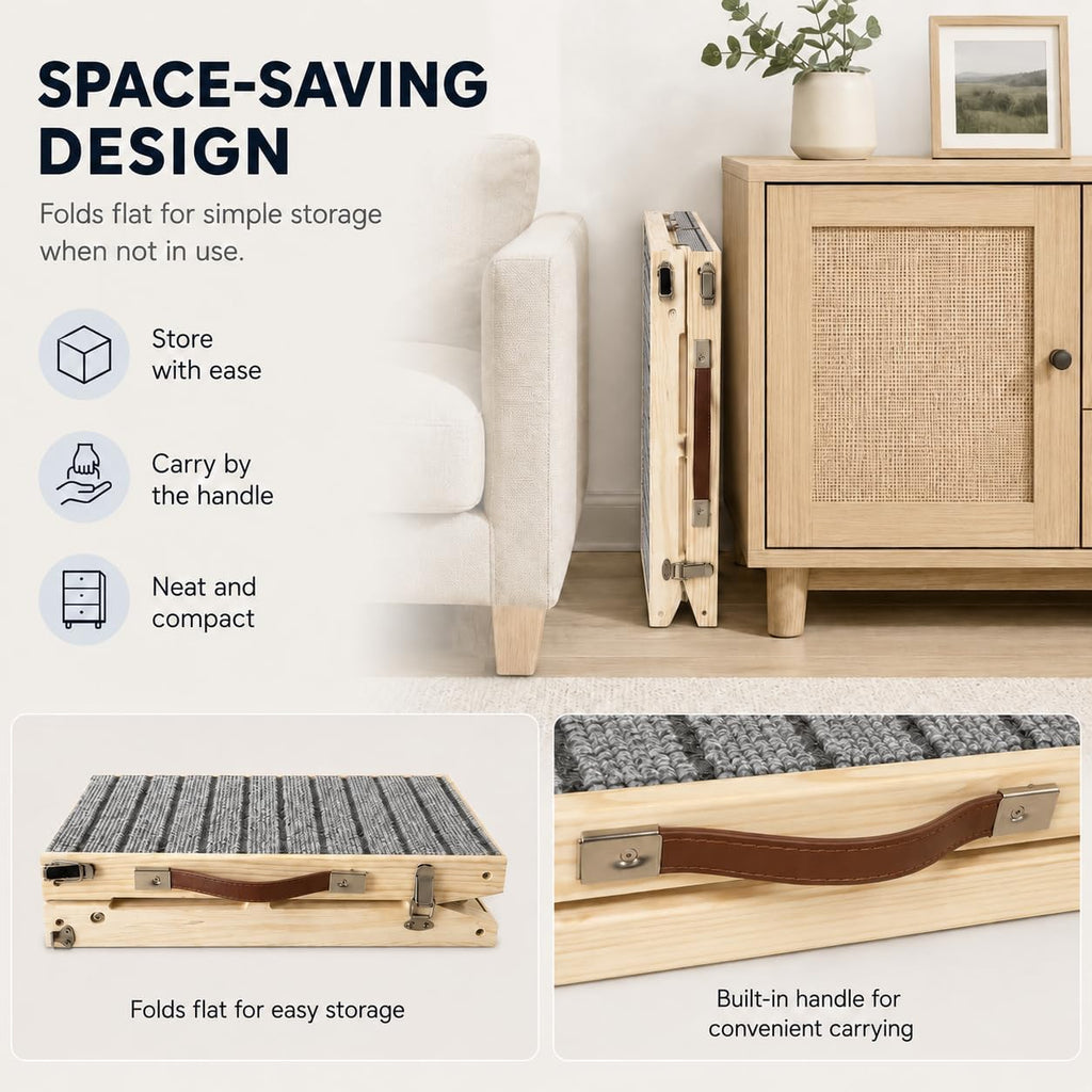 Dog Ramp for Couch, Adjustable Wooden Pet Ramp, 4 Heights, Foldable