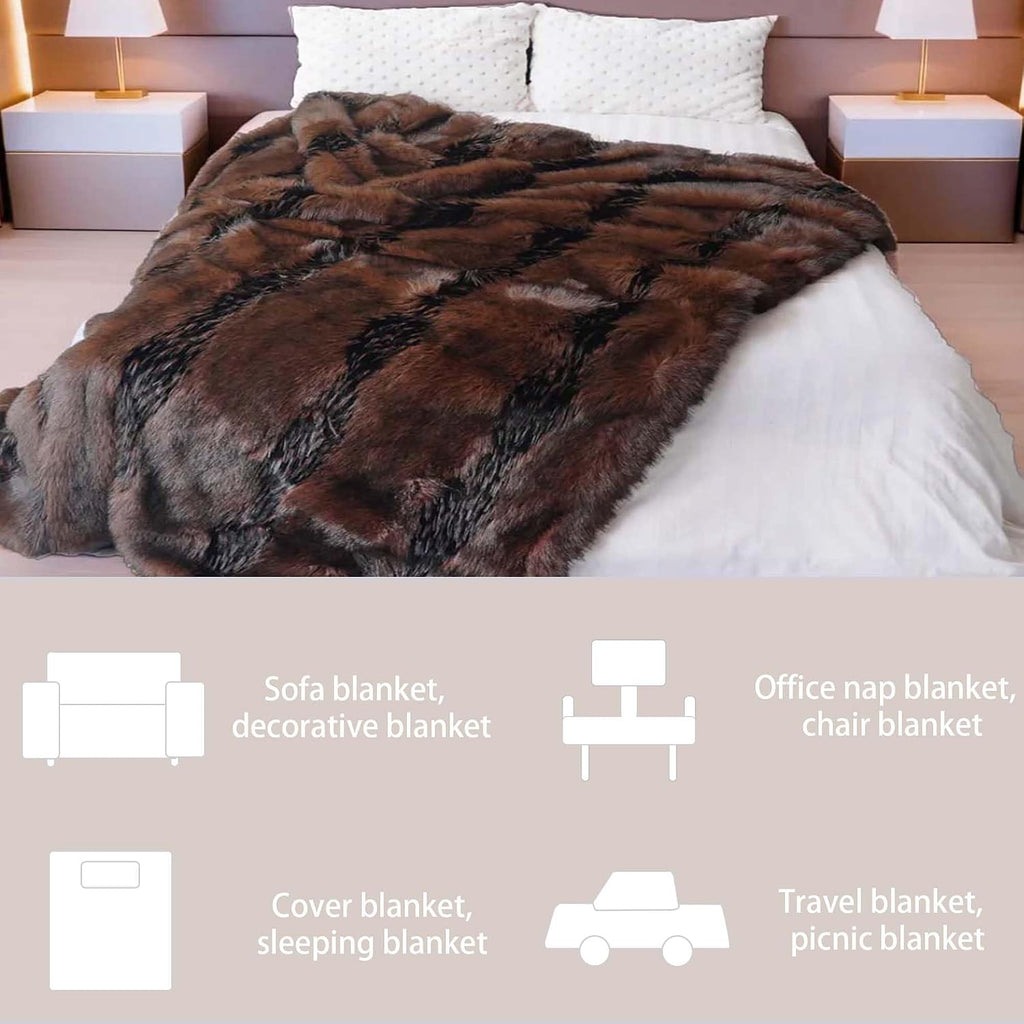 Fox Faux Fur Blanket Luxury Fur Throw Blanket Sofa Fluffy Blanket Super Warm Elegant Cozy Fuzzy Throw Blankets for