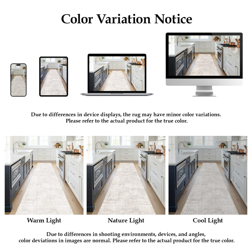 Washable Hallway Runner Rug: Abstract Non-Slip Neutral Rugs BeigeGray