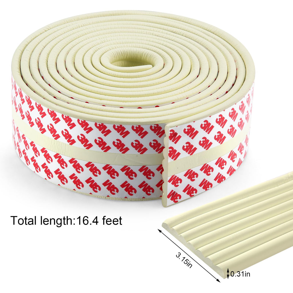 Baby Proofing Edge Corner Protector,16.4 ft Edge Guards Padding with 3M Adhesive, Extra-Wide Soft Rubber Foam