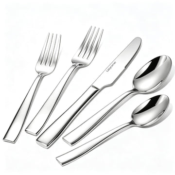Silverware Set for 8, 40-Piece Premium Stainless Steel Flatware Set, Heavy Duty Cutlery Set with Modern Square