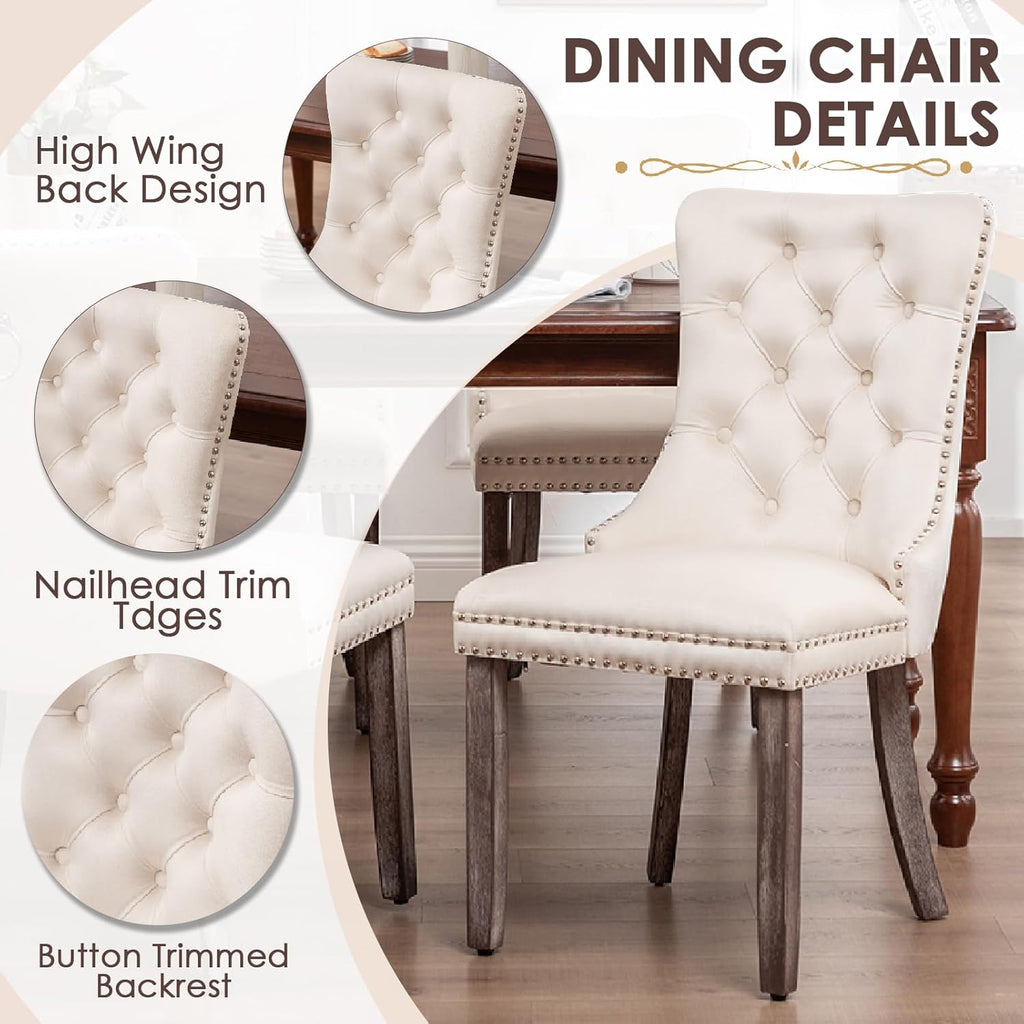 Kiztir Velvet Dining Chair Set of 2, Modern Kitchen Chairs with Nailhead Trim