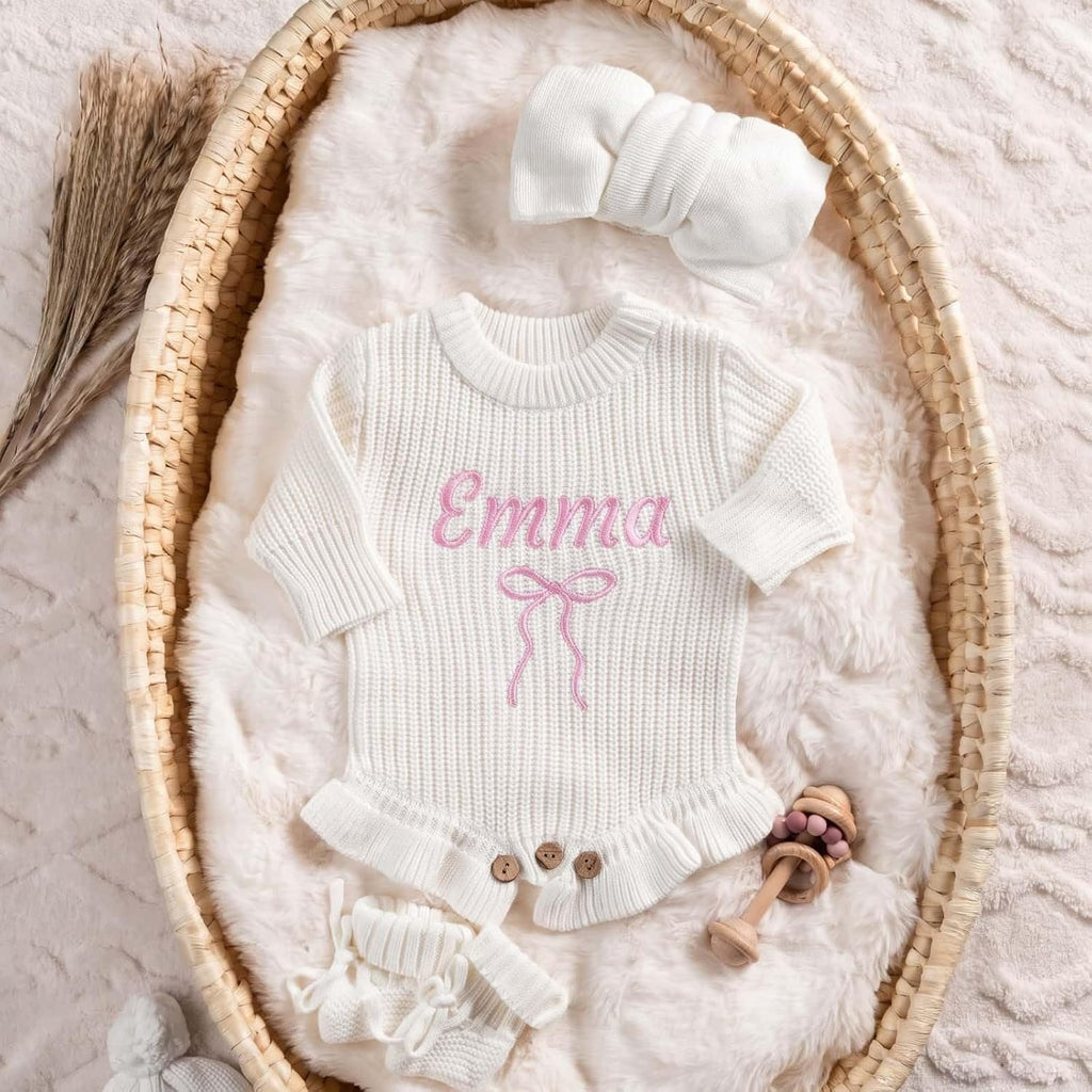 Custom Embroidered Baby Knit Romper