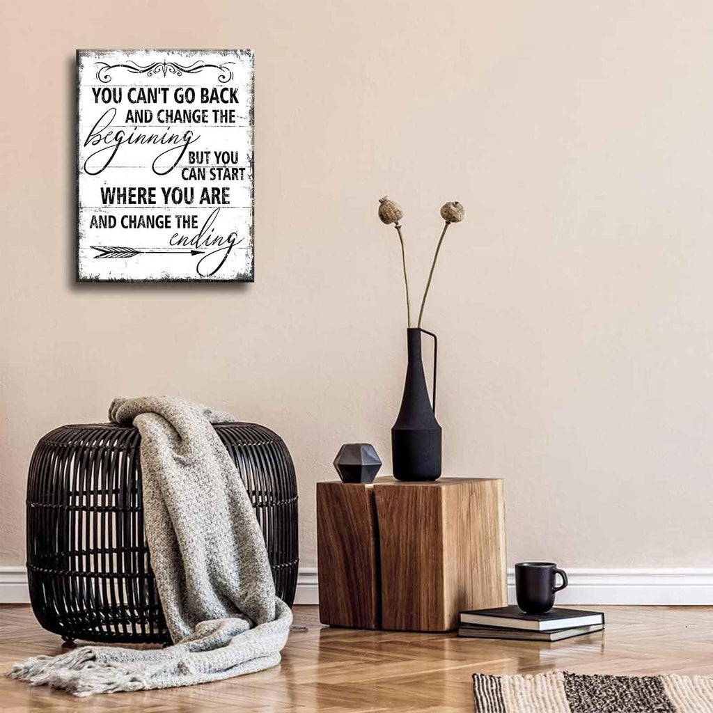 Inspirational Canvas Wall Art You Can't Go Back and Change The Beginning painting Decor Pictures Motivational