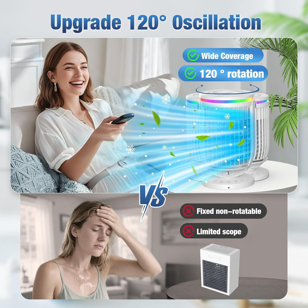 Portable Air Conditioners,Personal Mini Air Conditioner Fan with 3 Speeds,7 Colors Night Light