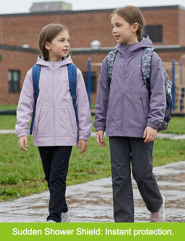 Kids Lightweight Rain Jacket, Packable Rain Windbreaker Boys Girls