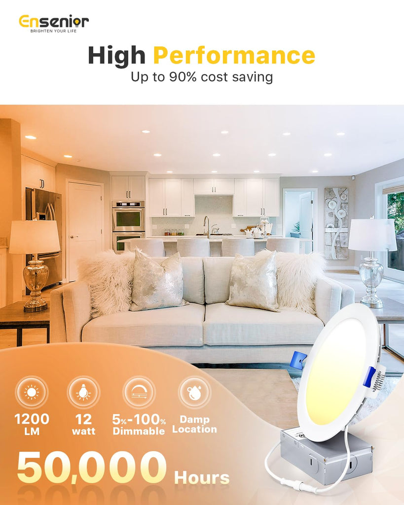 20 Pack 6 Inch LED Recessed Light, 5CCT Dimmable Canless Wafer