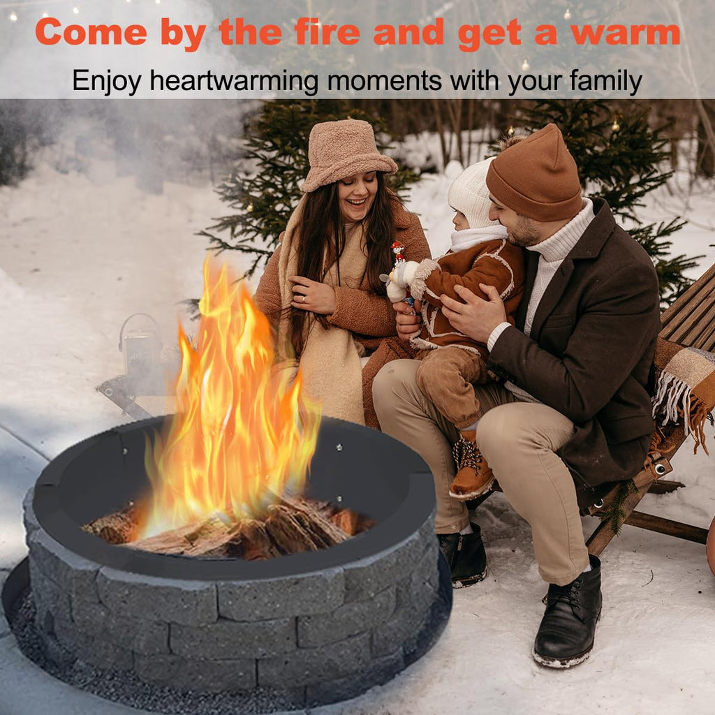 Outdoor Fire Pit Ring Liner 40-Inch Outer/36-Inch Inner Diameter, Heavy Duty Solid Metal Steel Round Firepit Rim