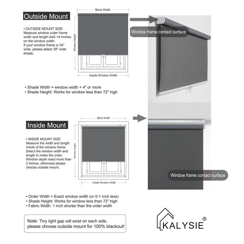 Cordless Roller Shades 100% Blackout Blinds for Windows and Doors, Pull Down Room Darkening Window Shades, Easy to