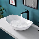 24'' X 13.8'' Large Oval Vessel Sink with Pop Up Drain,Bathroom Vessel Sinks,Bathroom Sinks Above Counter,White