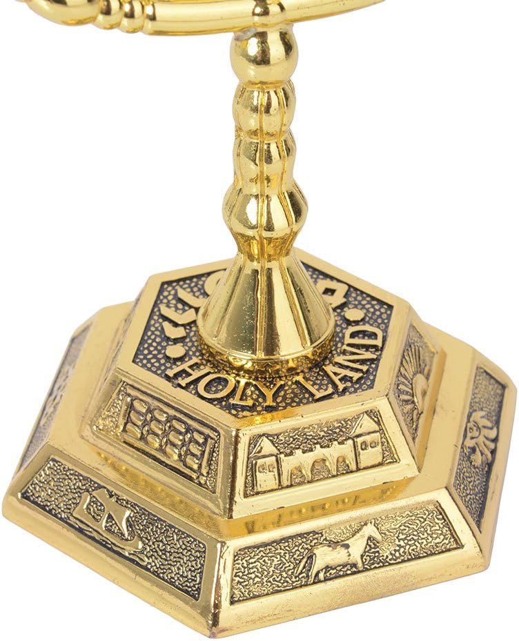 12 Tribes of Israel , Jerusalem Temple 7 Branch Jewish Candle Holder (5 Inches, Gold)