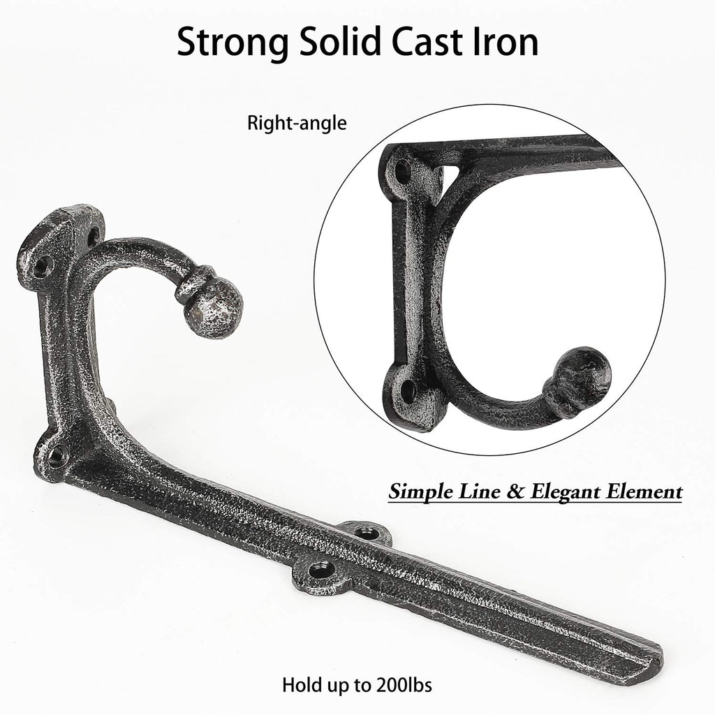 Floating Shelf Bracket 8 Inch, Cast Iron Shelf Brackets for Wall Shelving, Heavy Duty Shelf Bracket Supports