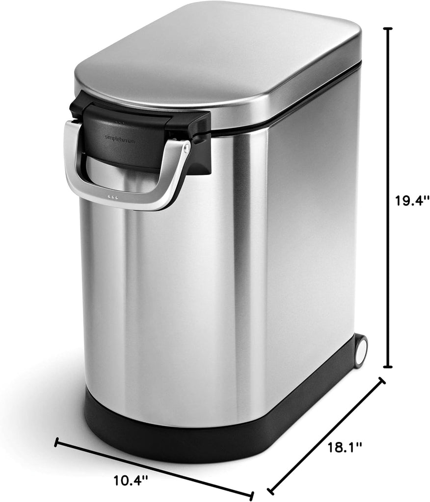 Medium Pet Food Storage Container, Holds 25-29 lb / 11-13 kg of Dry Dog Food, Cat Food, or Bird Seed, Airtight