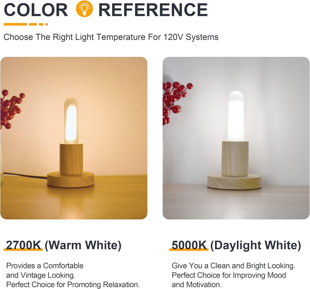 Frosted T10 LED Bulb- Dimmable E26 LED Chandelier Light Bulbs 25W Equivalent- 2700K Soft Warm- 2W Vintage Tubular