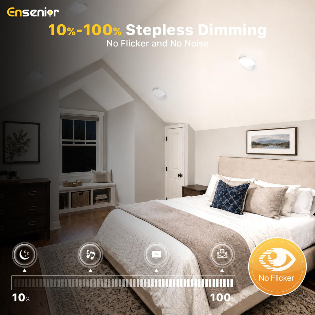 4 Inch Gimbal LED Recessed Light, 5CCT, 9W, 900LM, 6 Pack