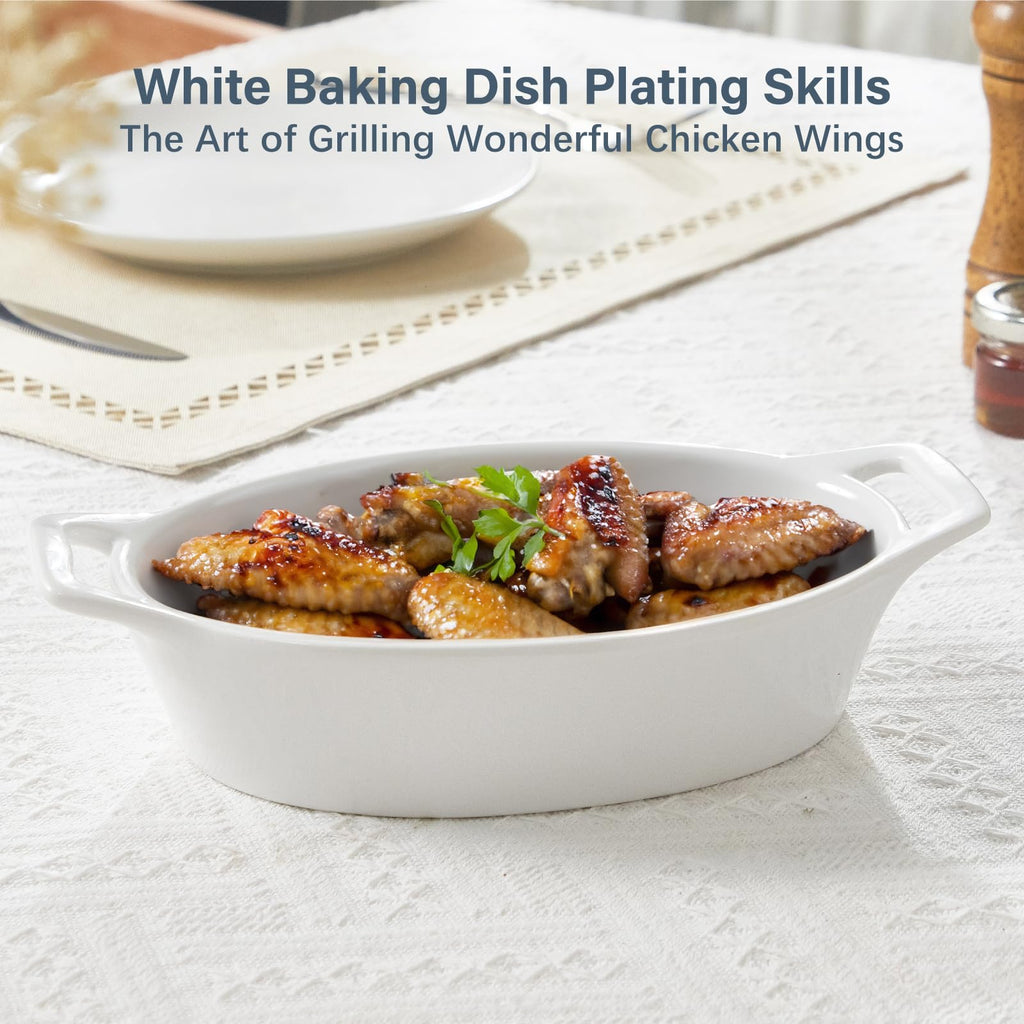 Oval Ceramic Au Gratin Baking Dishes with Handles, 20 oz, Set of 4