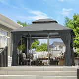 Outdoor Gazebo for Patio 10x12, Metal Frame Canopy with Doub - Image 4
