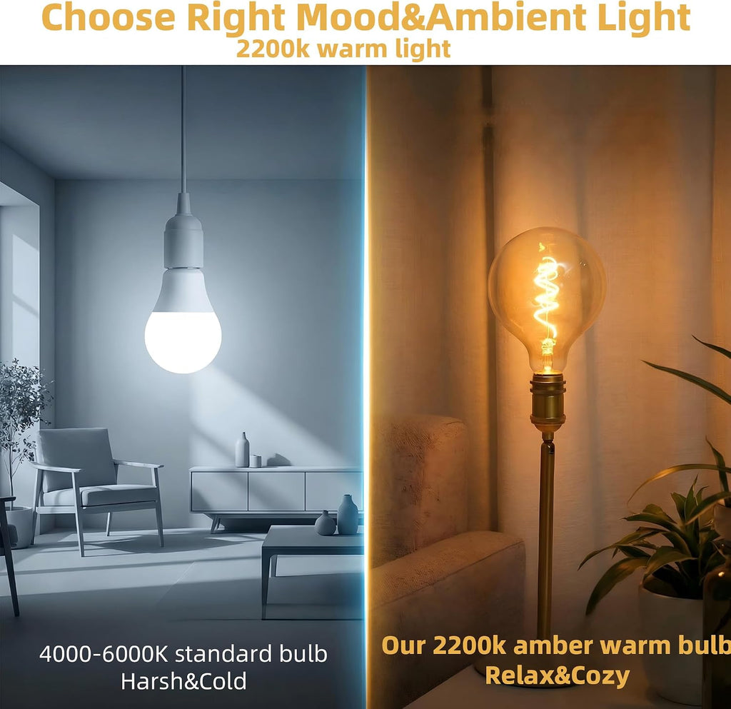 Large Vintage LED Edison Bulb,6W 2200K Amber Dimmable,E26 1PK
