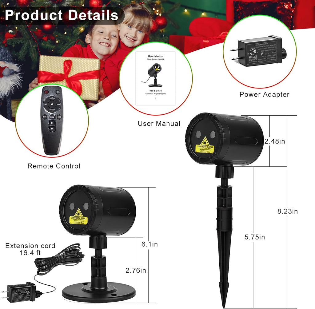 Christmas Projector Lights Outdoor, Red & Green Laser Light Projector