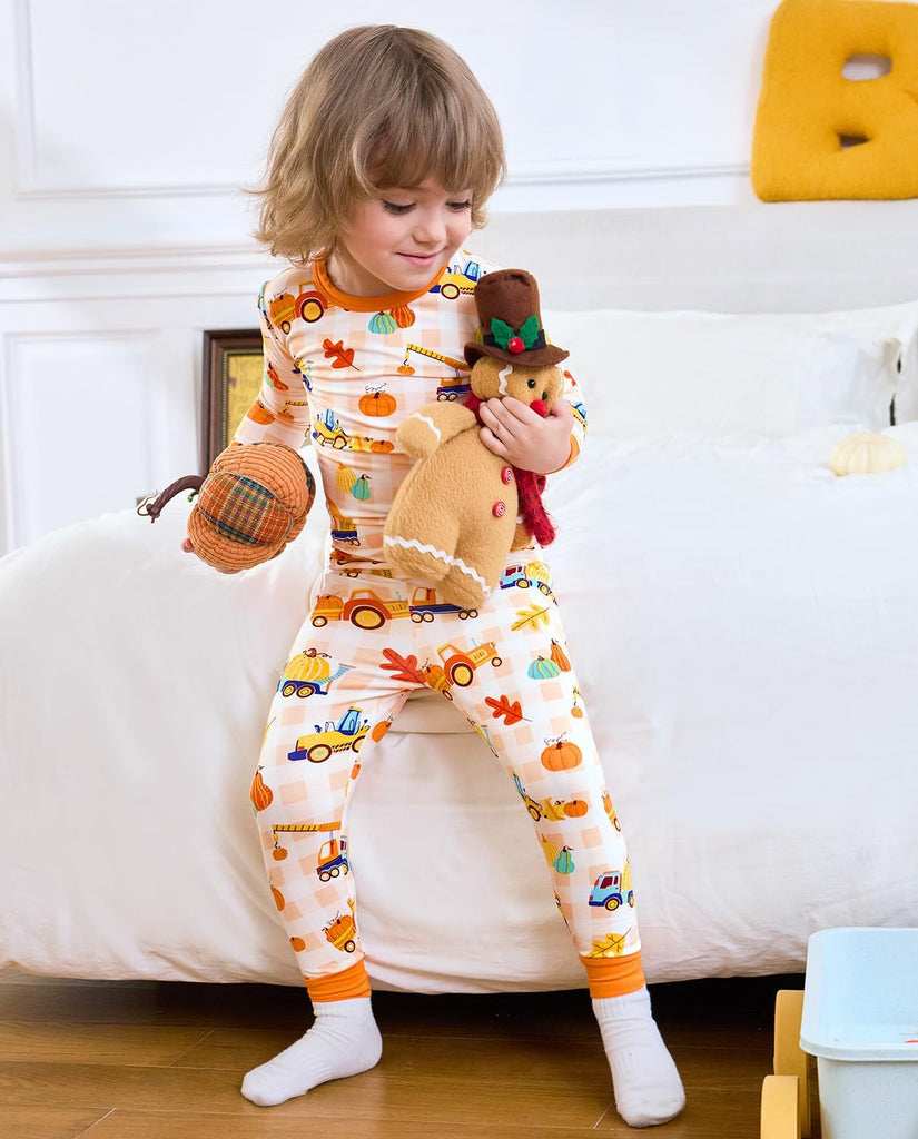 Bamboo Viscose Toddler Kids Pajamas Set, Long Sleeve Boys