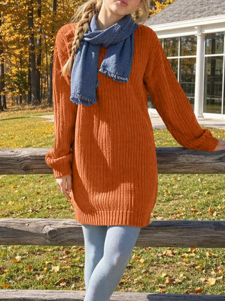 Ribbed Knit Sweater Dress Batwing Long Sleeve Teen Pullover Casual Loose Fit Fall Winter Mini Dresses