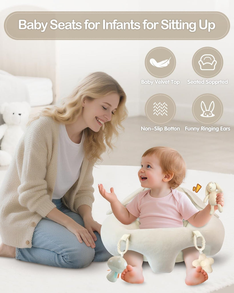 In-1 Baby Play Mat & Baby Seats for Infants for Sitting Up, Tummy Time Gym Activity Mat with 5 Detachable Toys
