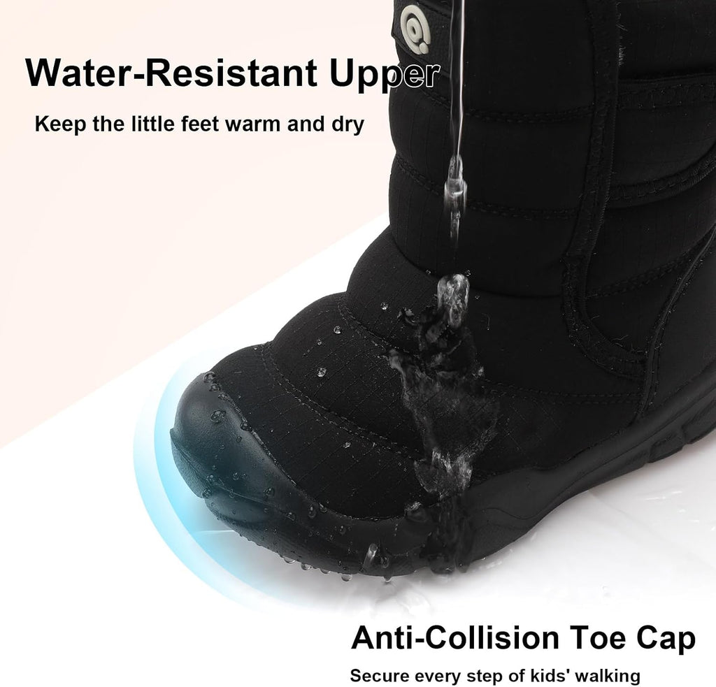 Toddler Boys Girls Winter Warm Shoes Water-Resistant Comfy Non-Slip Snow Boots Cold Weather Insulated Outdoor Walking