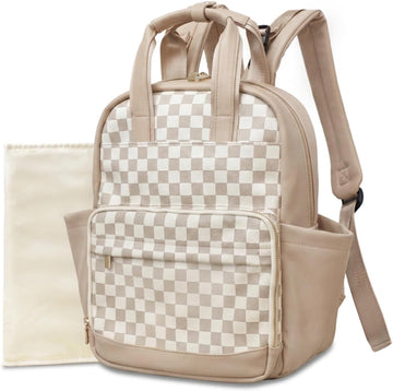 Small Diaper Bag - Baby Diaper Bag Backpack Checkered Diaper Bag with Changing Pad Baby Backpack for Travel Daycare
