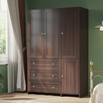 71" Armoire Wardrobe Closet with 3 Drawers and Mirror