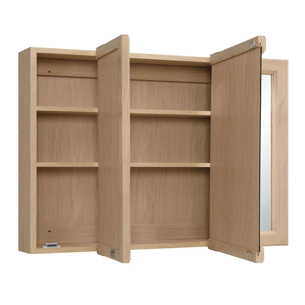 Wyndham Tri-View Medicine Cabinet, 30", White Oak