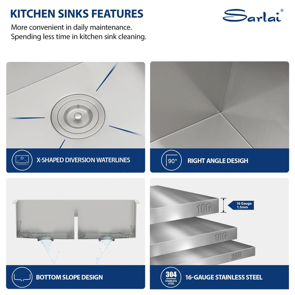 33 Undermount Kitchen Sink Double Bowl - 33x19 Kitchen Sink Low Divide Undermount Stainless Steel 16 Gauge Round