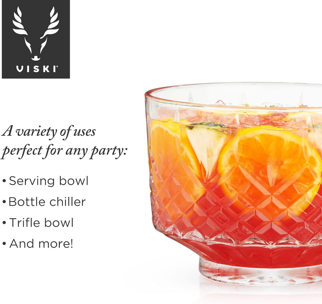 Admiral Punch Bowl Set with 8 Tumblers, Cut Crystal Cocktail Party Serveware, Dishwasher Safe, 2.5 Gallons, 9 Oz