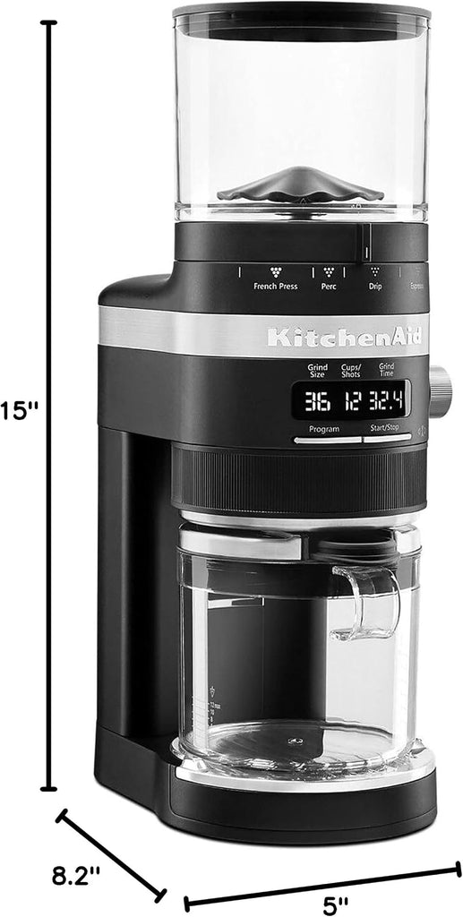 Burr Coffee Grinder, KCG8433, Matte Black | Smart Dosing Technology for Ideal Grounds, 70 Grind Settings for All Brew