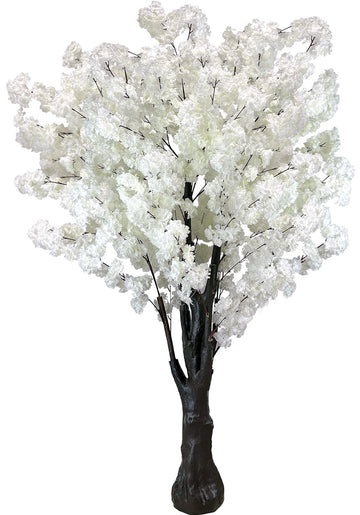 White Artificial Cherry Blossom Tree, Wedding, Office, Living Room - Indoor Outdoor Decor (6.5ft/2m)