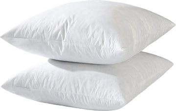 Hotel-Style 22x22 Goose Feather Pillow Insert for Sofa & Bed - 100% Odorless & Plump Cushion Filler - 233TC Cotton - Set of 2