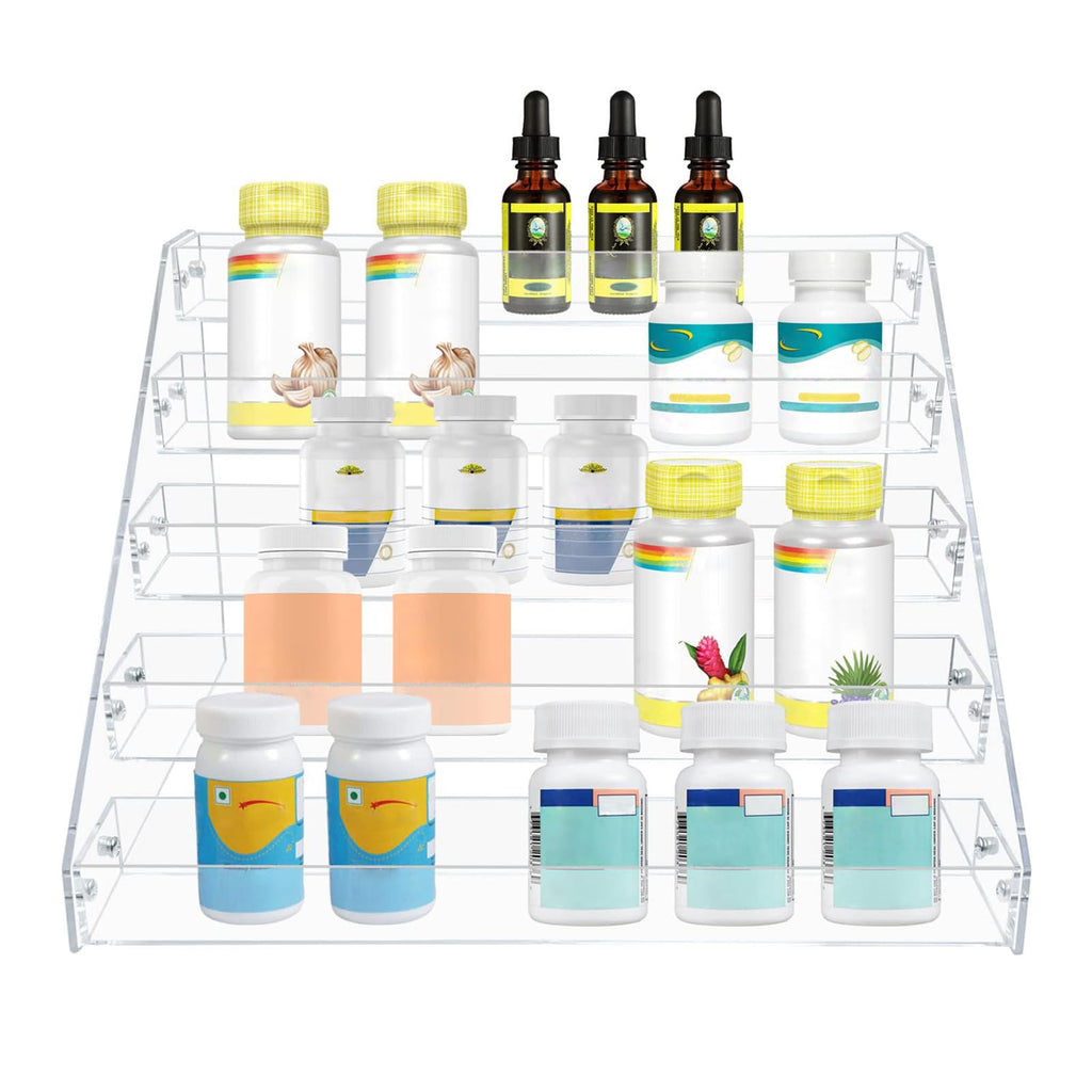 Clear Acrylic Spice Rack for Countertops- 5 Tier