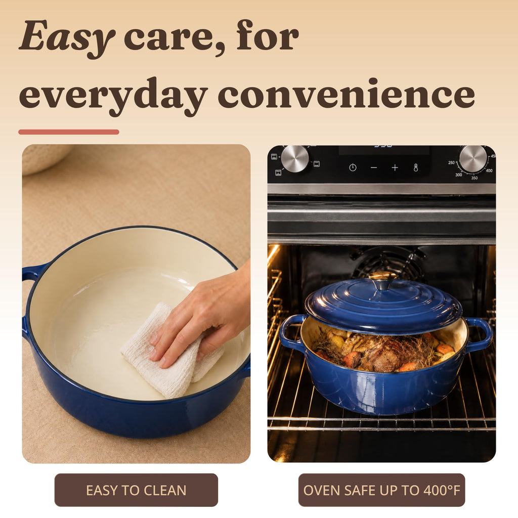 10 qt Dutch Oven Approx, 9.5 qt Enameled Cast Iron Dutch Oven