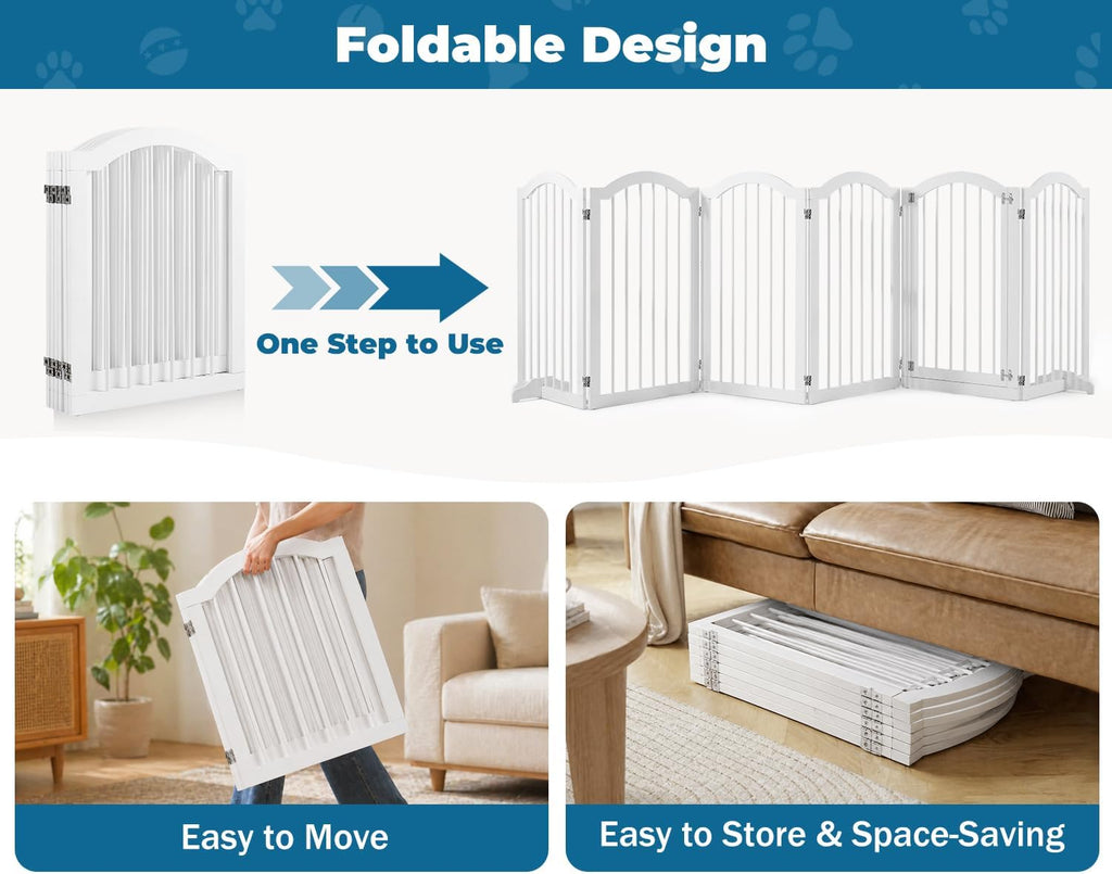 144" Extra Wide Dog Gate 30" Tall Freestanding Pet Gates Indoor