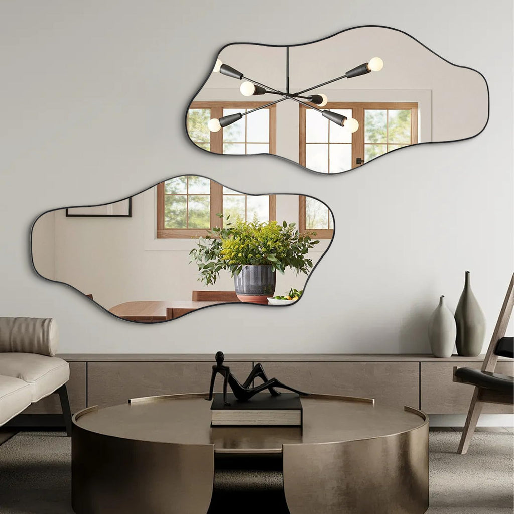 Irregular Mirror, 47.2"x23" Large Asymmetrical Wall Mirror, Odd Shaped Mirrors, Modern Abstract Frameless Mirrors