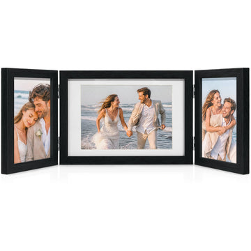 3 Picture Frame 4x6 Black 5x7 Collage Triple Photo Frames for Desk
