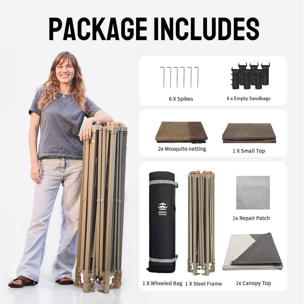 13x13 Pop Up Gazebo with Mosquito Nettings, Beige&Coffee | Portable Gazebo with CENTERLOK
