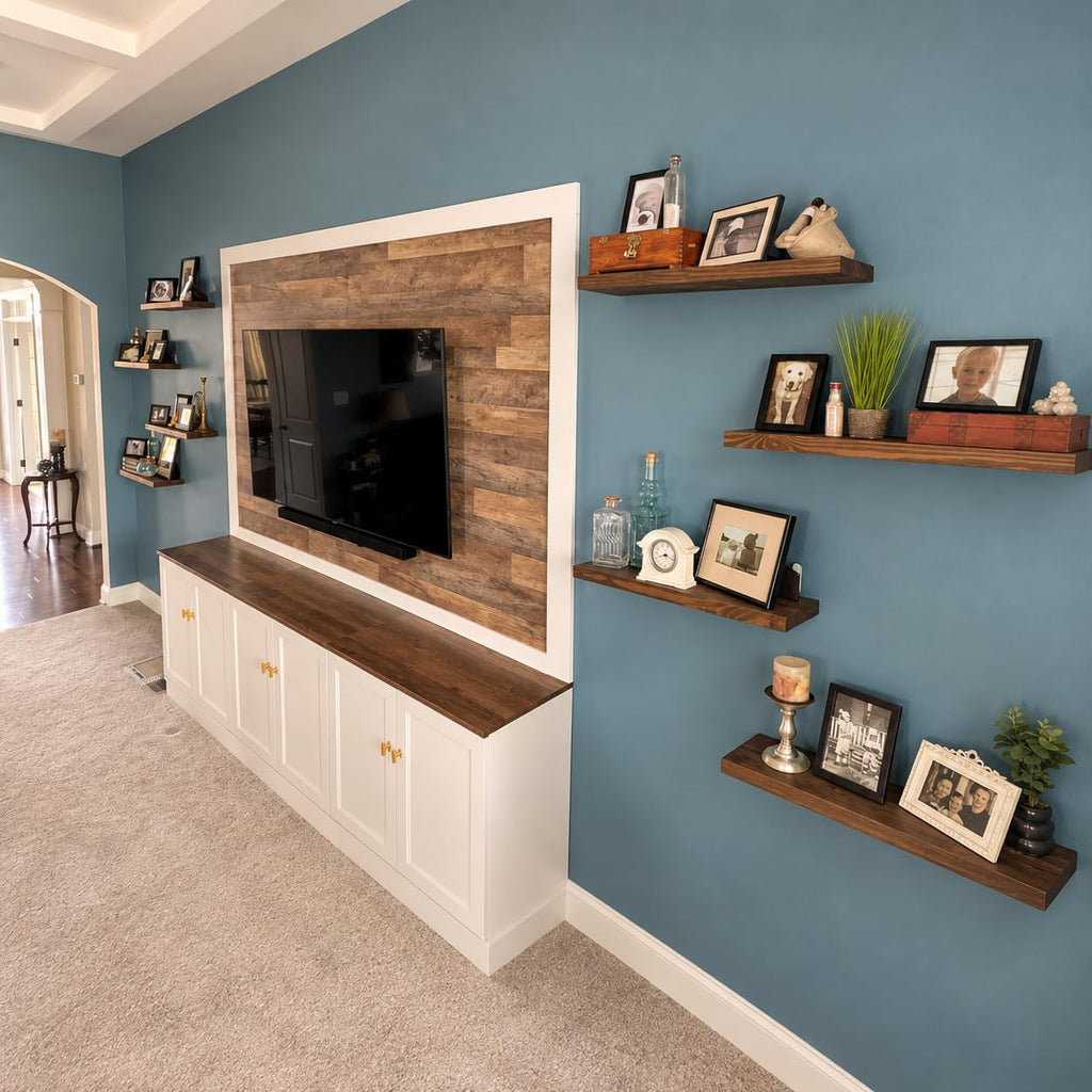 Wood Floating Shelves for Wall 24 inch Set of 2, Rustic Wooden Wall Mount Shelves Living Room Bedroom Kitchen