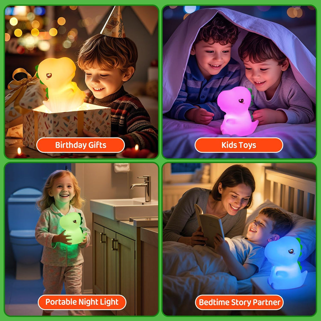 Dinosaur Toys for Kids 3-5, Remote 16 Colors Silicone Night Light for Kids