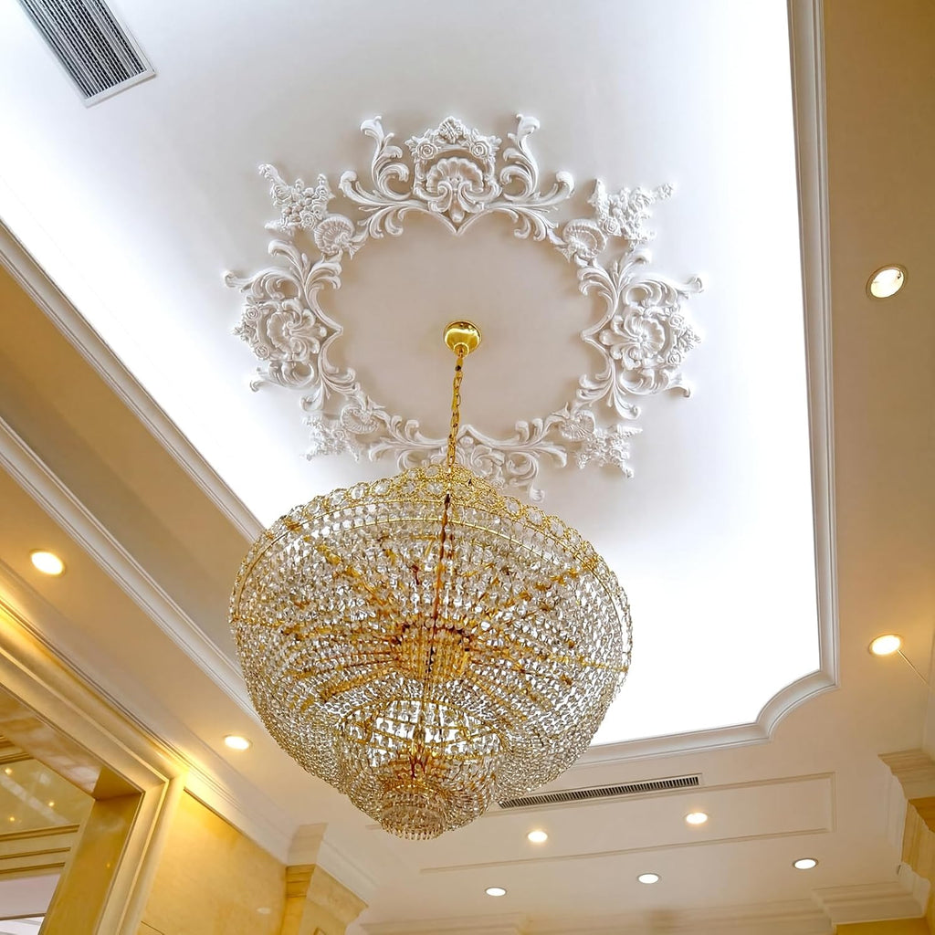 49.6'' Large PU Ceiling Medallion Combination Decorative 2.36'' ID French Style Chandelier Base Ceiling Medallion for