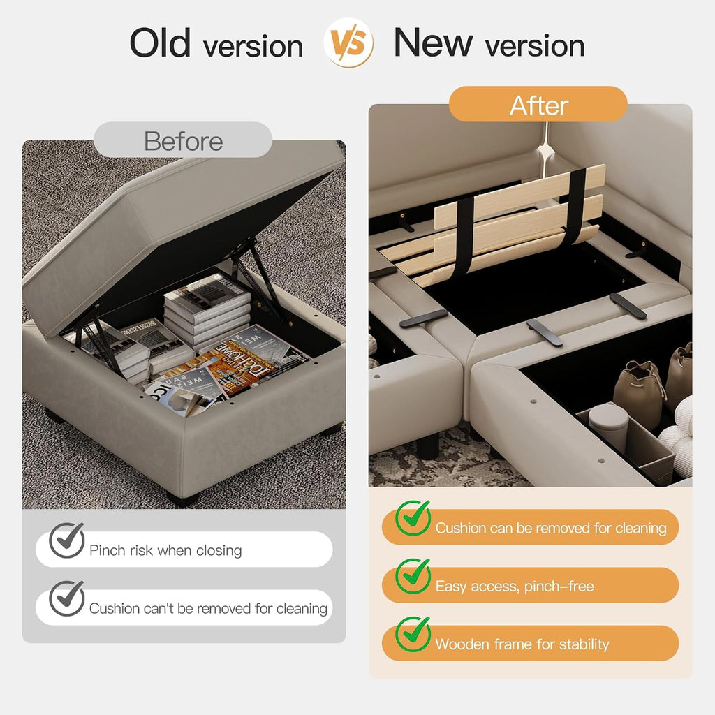 Modular Sectional Sofa with Ottoman Velvet L Shaped Corner Sofa Set Convertible Sectional Sofa with Chaise Velvet